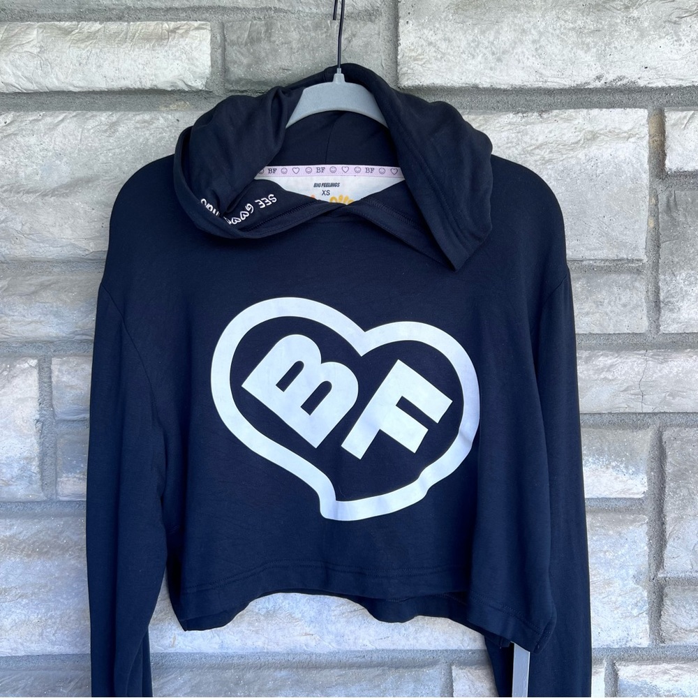 Alice + Olivia x Big Feelings Cropped Hoodie Lightweight BF $180 XS